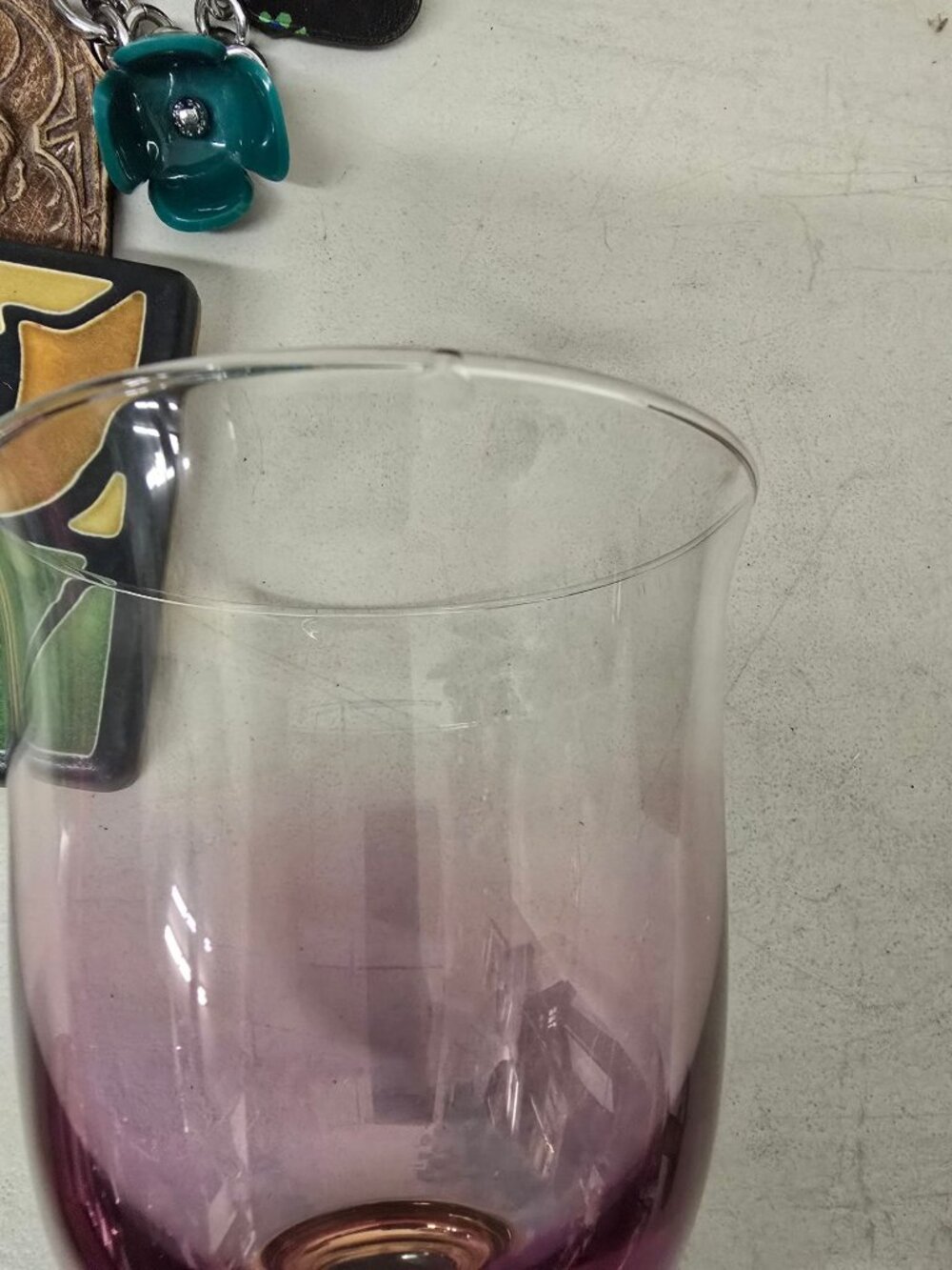 6 Krosno Poland Purple & Green Stemmed Glasses Gold Accents - Picture 5 of 5